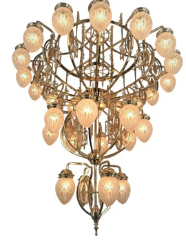 PANNON 28 - Handmade brass chandelier by Patinas Lighting - view 3